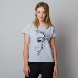 Willsoor Női póló szürke színben fekete nyomtatott mintával 11944