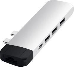 Satechi Alumínium Type-C PRO Hub 1x HDMI 4K, PassThroughCharging, USB3.0, 1xSD, LAN, ezüst (ST-TCPHES) (ST-TCPHES)