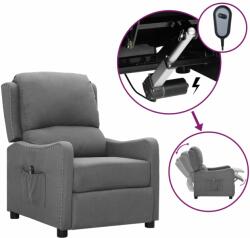 vidaXL Fotoliu rabatabil electric, gri deschis, textil (3098745)