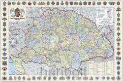  A Magyar Szent korona országai (1: 1 600 000), 70x50 cm (B/2) fóliás műanyag léces