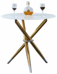  Étkezőasztal/dohányzóasztal, fehér/gold króm arany, átmérő 80 cm, (0000297894) - pepita - 69 790 Ft