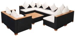 vidaXL Set mobilier cu perne, 9 piese, negru, poliratan 42752