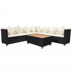 vidaXL Set mobilier cu perne, 5 piese, negru, poliratan 42997