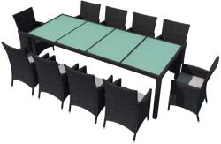 vidaXL Set mobilier cu perne, 11 piese, negru, poliratan 42570