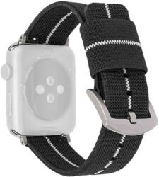 Apple Curea pentru Apple Watch, nailon, negru-alb, cataramă argintie (carcase 42/44/45mm)
