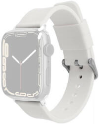 Ricardo Curea pentru Apple Watch, silicon, albă, cataramă argintie (carcase 38/40/41 mm)