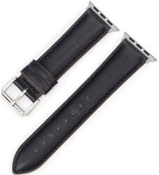 Ricardo Curea pentru Apple Watch, piele, neagră, cataramă argintie (carcase 42/44/45 mm)