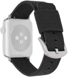Ricardo Curea pentru Apple Watch, nailon, negru, cataramă argintie (carcase 42/44/45mm)
