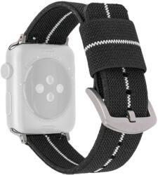 Ricardo Curea pentru Apple Watch, nailon, negru-alb, cataramă argintie (carcase 38/40/41 mm)