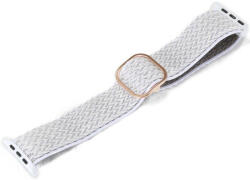 Ricardo Curea pentru Apple Watch, nailon, albă, cataramă rosegold (carcase 42/44/45mm)