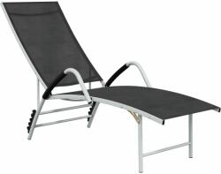 vidaXL Șezlong de plajă, negru, aluminiu & textilenă (310521)