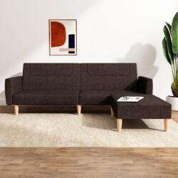 vidaXL Canapea extensibilă cu taburet, 2 locuri, maro închis, textil (3080592) Canapea