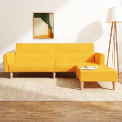 vidaXL Canapea extensibilă cu taburet, 2 locuri, galben, textil (3080595) Canapea
