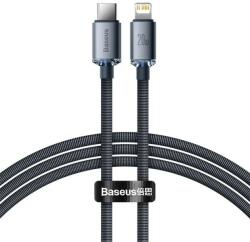  USB Type-C töltő- és adatkábel, Lightning, 120 cm, 20W, gyorstöltés, PD, cipőfűző minta, Baseus Crystal Shine, CAJY000201, fekete