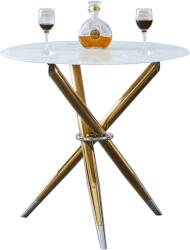 TEMPO KONDELA Étkezőasztal|dohányzóasztal, fehér|gold króm arany, átmérő 80 cm, DONIO