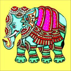 Bindu Mandala hűtőmágnes - Sárga elefánt