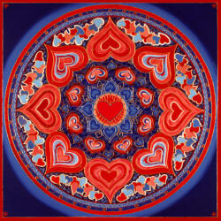 Bindu Mandala hűtőmágnes - Szeretet kék piros