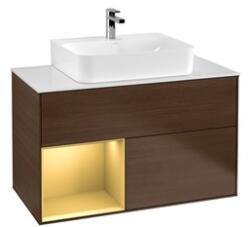 Villeroy Finion falibútor, ráültethető mosdóhoz Led világítással 1000 x 603 x 501 mm barna/arany, fürdőszoba bútor (F111HFGN)