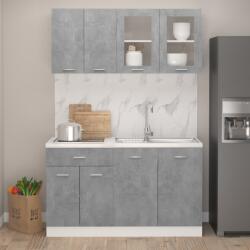 vidaXL Set dulapuri bucătărie, 4 piese, gri beton, PAL (3067659)