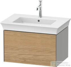 Duravit WHITE TULIP mosdó alá építhető függesztett 1 fiókos alsószekrény, 684 x 458 mm, Stone Grey Satin Matt Lacquer/Natural Oak solid WT42410H592 (WT42410H592)