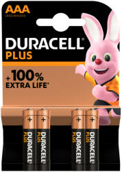 Duracell Plus 100% Alkáli AAA Mikro MN2400 Elem x 4 db (DNP-LR03-B4)