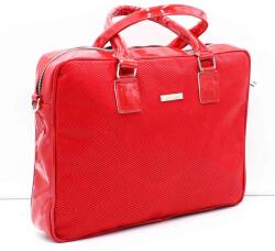 Zellia piros velúr mintás / piros lakk nagy rostbőr női irattartó táska
