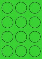 MOS Etikett címke színes kör 60 mm-es átmérő kerek zöld 12 db/ív, 25 ív/csomag (raktáron)