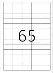 MOS Öntapadós etikett címke 38X21, 2 mm A4 íven univerzális 65 db/ív, 6500 db/csomag (raktáron)
