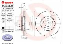 BREMBO Disc frana CHEVROLET CAPTIVA (C100, C140) (2006 - 2016) BREMBO 09. A630.10