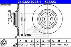 ATE Disc frana AUDI A6 Avant (4F5, C6) (2005 - 2011) ATE 24.0322-0223.1