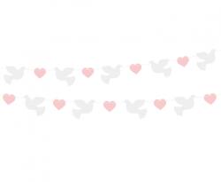 Godan Ghirlandă - Porumbei și inimioare roz 150 cm
