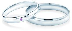 SAVICKI Fairytale esküvői karikagyűrűk: fehérarany, ametiszt, félkarikás, 3 mm és 4 mm