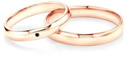 SAVICKI Fairytale esküvői karikagyűrűk: rózsaarany, fekete gyémánt, félkörös, 3 mm és 4 mm