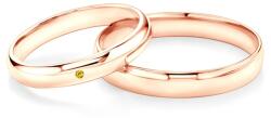 SAVICKI Fairytale esküvői karikagyűrűk: rózsaarany, sárga zafír, félkarikás, 3 mm és 4 mm