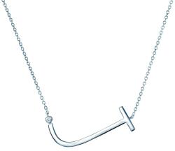 SAVICKI nyaklánc medállal - J betű: ezüst fehér zafírral