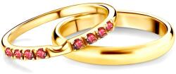 SAVICKI The Journey esküvői karikagyűrűk: arany, rubin, félkarikás, 2 mm és 3 mm
