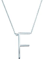 SAVICKI nyaklánc medállal - F betű: ezüst fehér zafírral