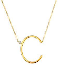 SAVICKI nyaklánc medállal - C betű: aranyozott ezüst fehér zafírral