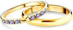SAVICKI The Journey esküvői karikagyűrűk: arany, tanzanit, félkarikás, 2 mm és 3 mm