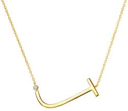 SAVICKI nyaklánc medállal - J betű: aranyozott ezüst fehér zafírral