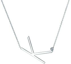 SAVICKI nyaklánc medállal - K betű: ezüst fehér zafírral