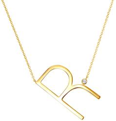 SAVICKI nyaklánc medállal - R betű: aranyozott ezüst fehér zafírral