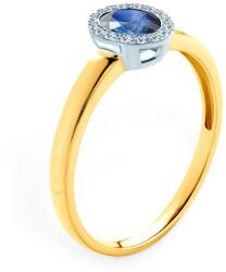 SAVICKI eljegyzési gyűrű: kétszínű arany kék zafírral és gyémántokkal - savicki - 258 965 Ft