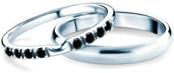 SAVICKI The Journey esküvői karikagyűrűk: fehérarany, fekete gyémánt, félkarikás, 2 mm és 3 mm