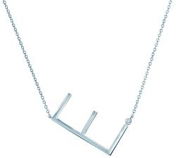 SAVICKI nyaklánc medállal - E betű: ezüst fehér zafírral