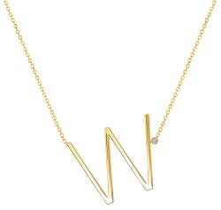 SAVICKI nyaklánc medállal - W betű: aranyozott ezüst fehér zafírral
