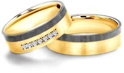 SAVICKI Esküvői karikagyűrűk: karbon és arany, lapos, 6 mm - savicki - 663 665 Ft