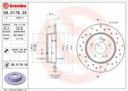 BREMBO Disc frana MERCEDES E-CLASS (W210) (1995 - 2003) BREMBO 08.5178. 3X