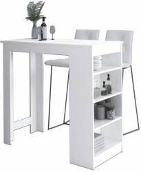 Akord - Fehér 115cm Bárasztal Hokerekhez, 4 Személyes, Modern Design, CLP Rendszerű, Matt Felületű Bútor, Megbízható és Stílusos Tárolópolcokkal (STOBARHOKBIA)