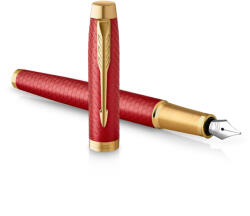 Parker Royal IM Premium töltőtoll, piros cizellált, arany klipsz (7040305009/2143650)
